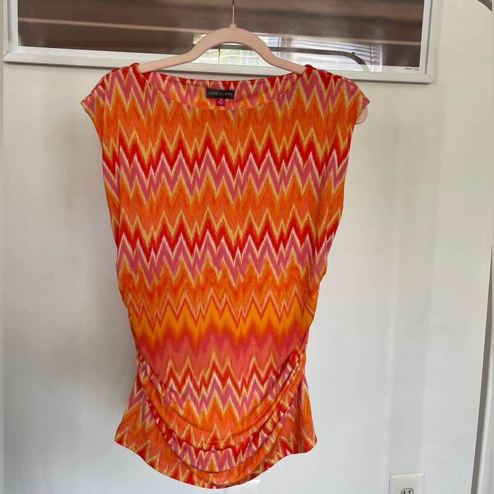 Vince Camuto Zigzag Burnt Orange & Pink Sleeveless Top
